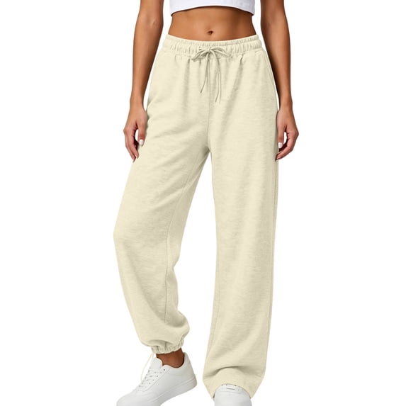 Drawstring Wide Leg Pants for Women Ghalytn Elastic Waist Sweatpants - Adjustable Hem Casual Jogger Trousers