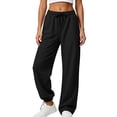 thumbnail image 1 of Drawstring Wide Leg Pants for Women Ghalytn Elastic Waist Sweatpants - Adjustable Hem Casual Jogger Trousers, 1 of 5