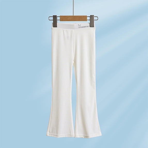 Drawstring Workout Sweatpants Girl Flare Pants Leggings Breathable Bell Bottoms Boot Cut Yoga Leggings Wide Leg Casual Pants White 7Y