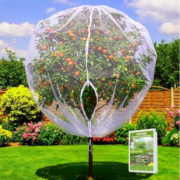 Drawstring & Zipper Fruit Tree Netting Cover - 2 Pack 8x8 FT- Reusable Bird for Blueberry Bushes, Anti-Cicada/Deer/Squirrel Large Plant Protection Net