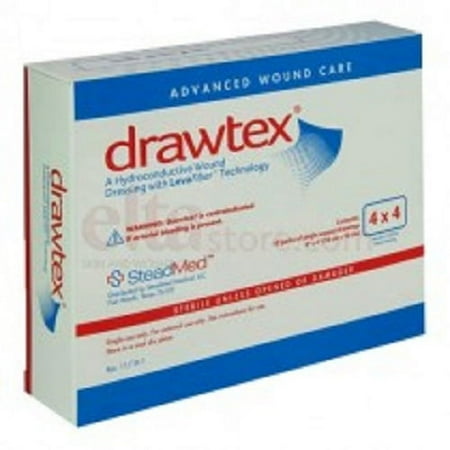 Drawtex Hydroconductive Wound Dressing with LevaFiber Tracheostomy Dressing, 4'' x 4'', 1 Dressing
