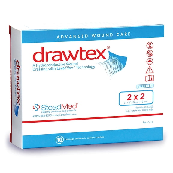 Drawtex Sterile Hydroconductive Wound Dressing Square 2 x 2" 00300 10 per Box