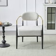 thumbnail image 1 of Draxiel Modern Upholstered Accent Chair, Iron, Beige + Black + Gold, 1 of 6