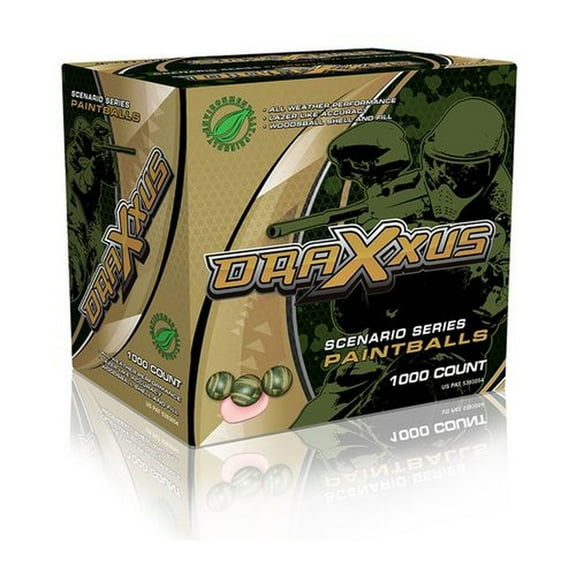 Draxxus Scenario 1000ct Paintballs Camo Shell with Pink Fill for All Types of Play