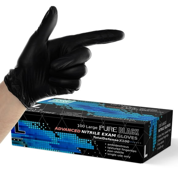 Dre Health Nitrile Gloves (L - 100 Count) 4 Mil, Disposable Black Powder and Latex Free Medical Exam Gloves