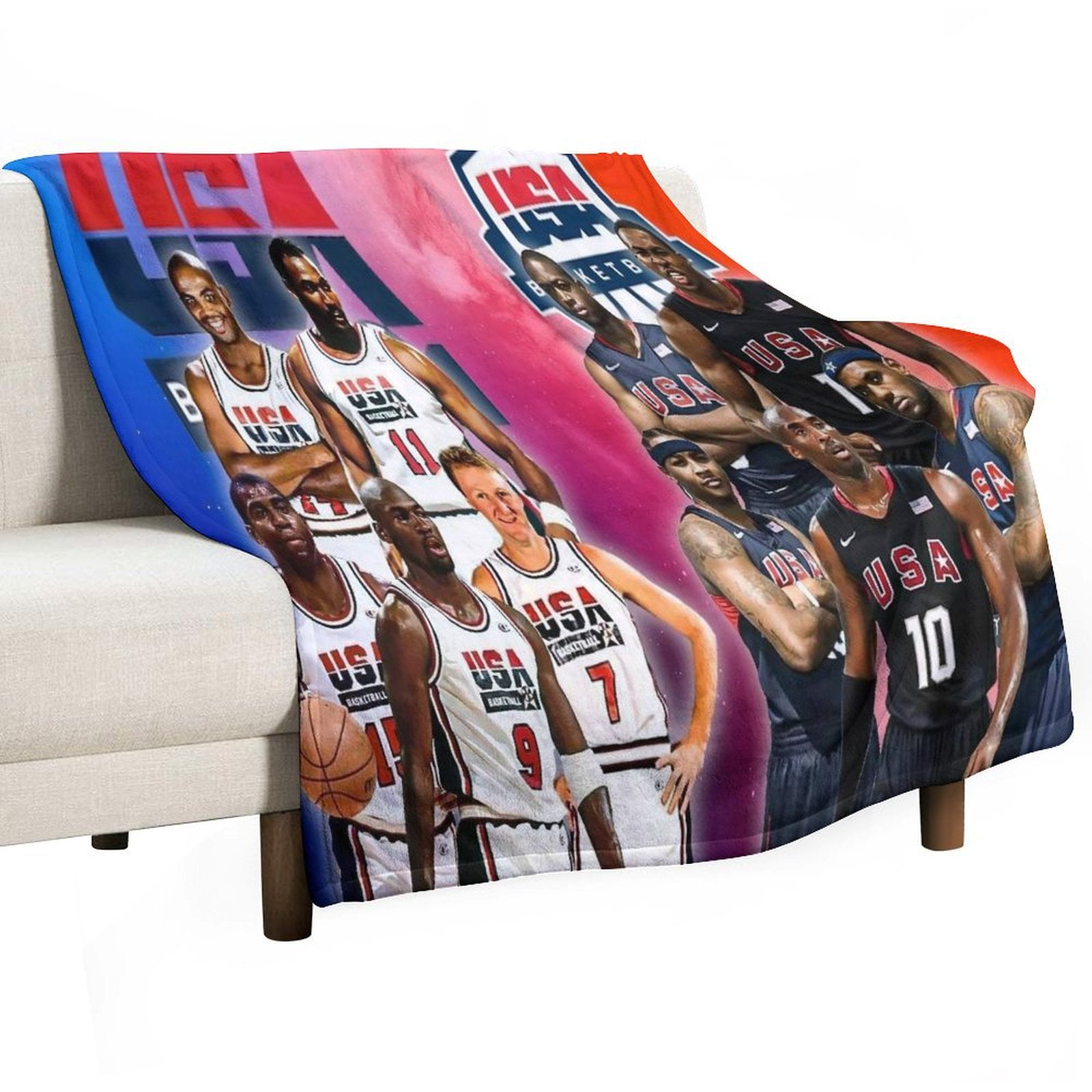 Dre_am Te_am USA Basketball 2024 Fan Soft Anime Throw Blanket Durable