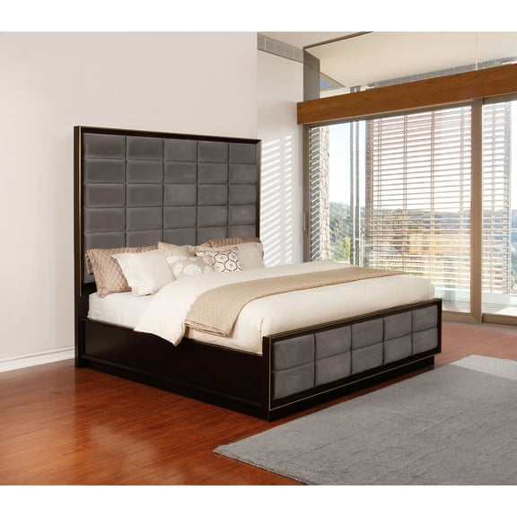 Drea Grey and Smoked Peppercorn Queen Panel Bed
