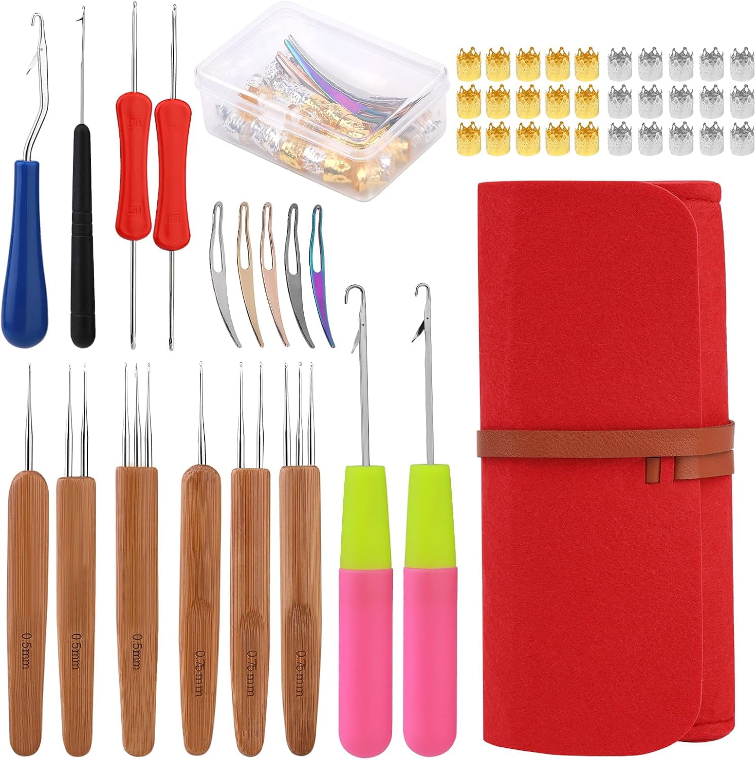 Dreadlock Crochet Hook, 48 Pcs Dreadlock Crochet Hook Tool, 6 Dreadlock ...