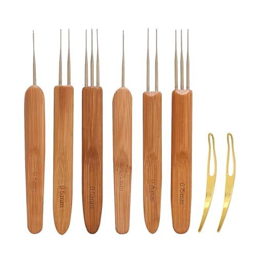 Dreadlock Crochet Hook Tool Dreadlock Needle for Braid Hair and Crafts 0.5mm 0.75mm Needle with 2 Interlocking Tool for Locs Weaving Crochet Tightening Accessory 8 Pcs/Kit