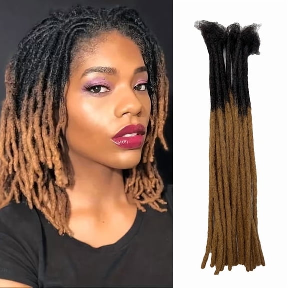 Dreadlock Extension Human Hair 12inch 0.6cm Width Permanent Huamn Hair Loc Extension Can Be Dyed Bleached Curled Handmade Loc Extension for Women/Men/Kids (30 Strands 1B/30#)