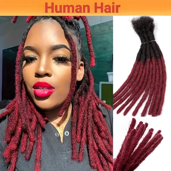 Dreadlock Extension Human Hair 8inch Permanent Huamn Hair Loc Extension Can Be Dyed Bleached Curled Handmade Loc Extension for Women/Men/Kids (30 Strands 1B/99J#)
