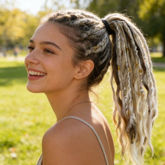 Dreadlock Extensions Gradient Color - Synthetic Braiding Hair Pieces, Ombre Dreads, Removable Hair Extensions, Boho Festival Style, Lightweight Hairpiece, Summer Beach Look