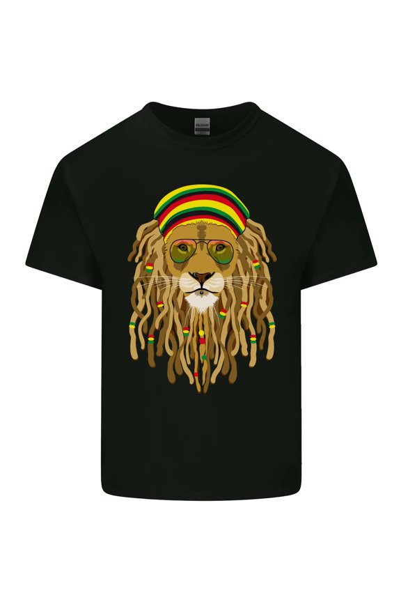 Dreadlock Rasta Lion Jamaica Jamaican Mens Cotton T-Shirt Tee Top