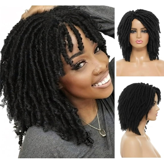 Dreadlock Wig Short Twist Faux Locs Synthetic Wig for Black Women and Men