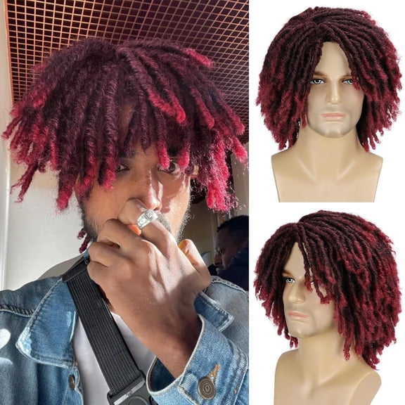 Dreadlock Wig for Men 12 Inch Short Dreadlock Wigs Wear and Go for Daily or Party(1B/BUG)