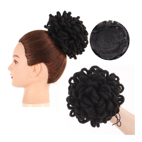 Dreadlocks Bun Afro Puff Drawstring Ponytail Hair Chignon Faux Nu Locs Hair Extensions