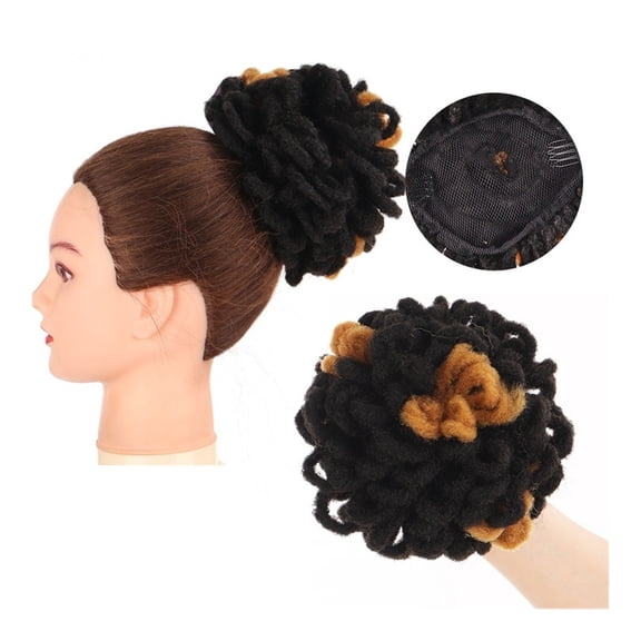 Dreadlocks Bun Afro Puff Drawstring Ponytail Hair Chignon Faux Nu Locs Hair Extensions