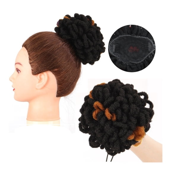Dreadlocks Bun Afro Puff Drawstring Ponytail Hair Chignon Faux Nu Locs Hair Extensions