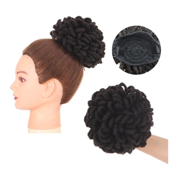 Dreadlocks Bun Afro Puff Drawstring Ponytail Hair Chignon Faux Nu Locs Hair Extensions