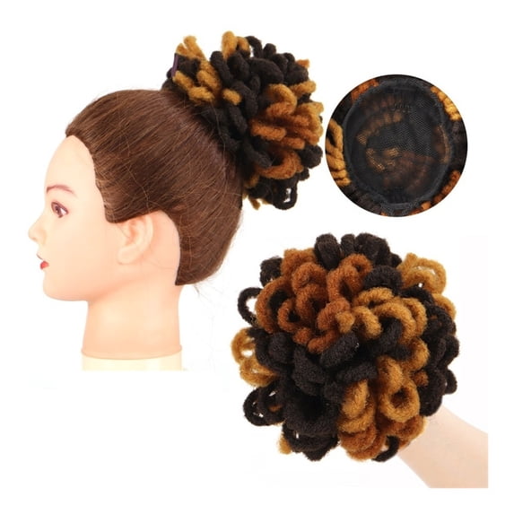 Dreadlocks Bun Afro Puff Drawstring Ponytail Hair Chignon Faux Nu Locs Hair Extensions
