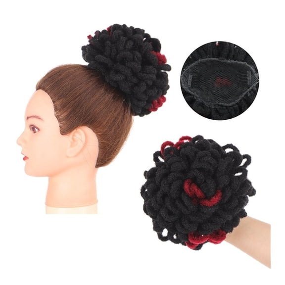 Dreadlocks Bun Afro Puff Drawstring Ponytail Hair Chignon Faux Nu Locs Hair Extensions