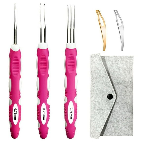 Dreadlocks Crochet Hook Set with Ergonomic Handle,Interlocking Tool for Locs 0.75mm Dreadlock Crochet Needles for Hair