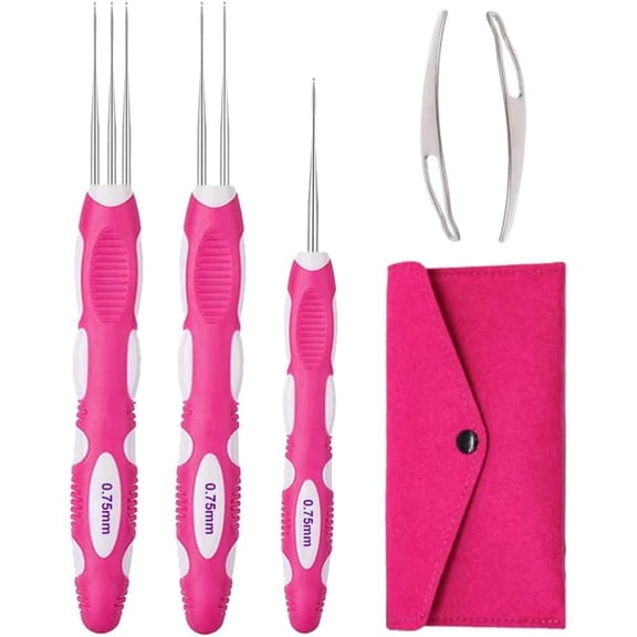 Dreadlocks Crochet Hooks With Ergonomic Handle,braid Hair Locking Tool,3pcs Dreadlock Crochet Needle 0.75mm,,springtok