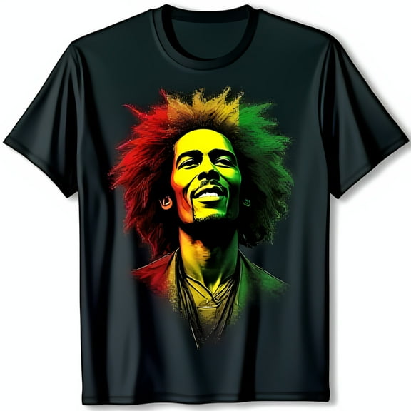 Dreadlocks Illustration T-Shirt Vibrant Rastafarian Colors