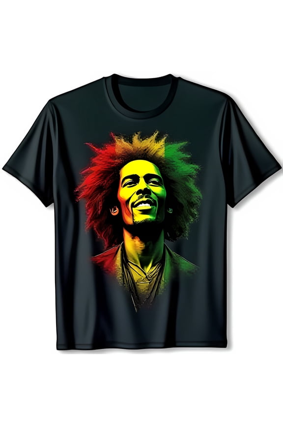 Dreadlocks Illustration T-Shirt Vibrant Rastafarian Colors