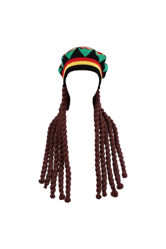 Dreadlocks Wig Bob Hat Adult Ethinc Flower Hat Knitted Skull Hat for Winter