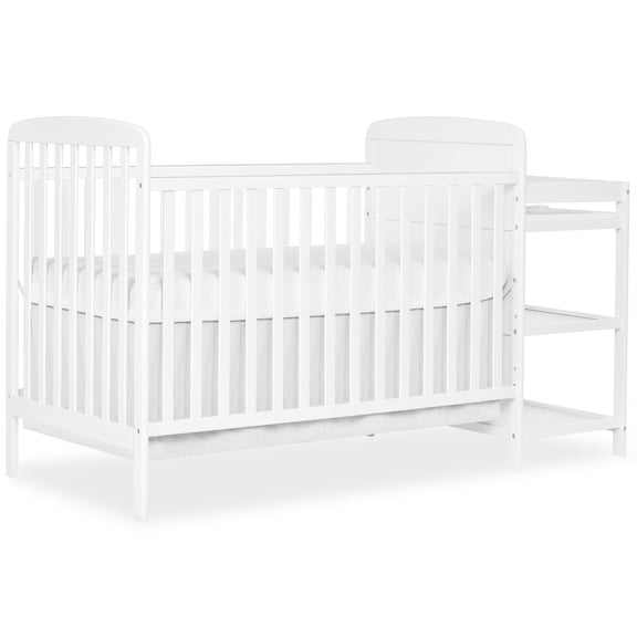 Dream On Me Anna 3-in-1 Convertible Crib with Changing Table White, Changing Pad Included, Converts from Baby Crib to Toddler Bed, Day Bed and Kids Sofa, Three Adjustable Mattress Height Positions