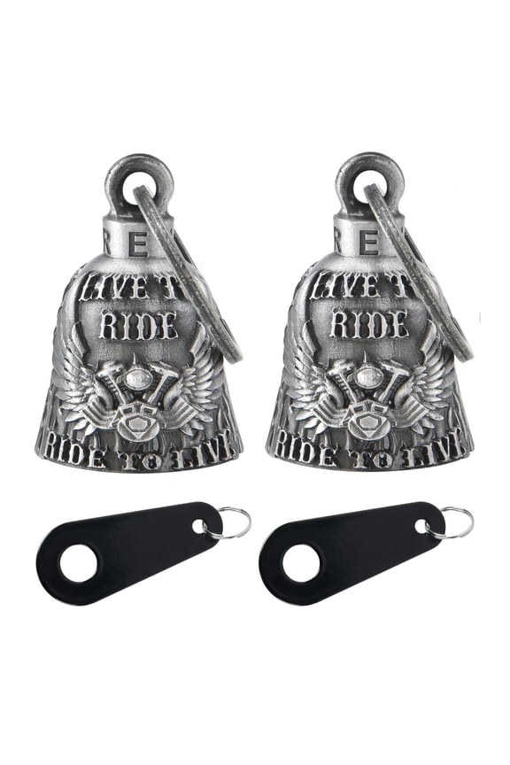 【2Pack】Motorcycle Bells for Biker Good Luck Riding Bells with Hanger Motorcycle Accessory or Keychain for Luck
