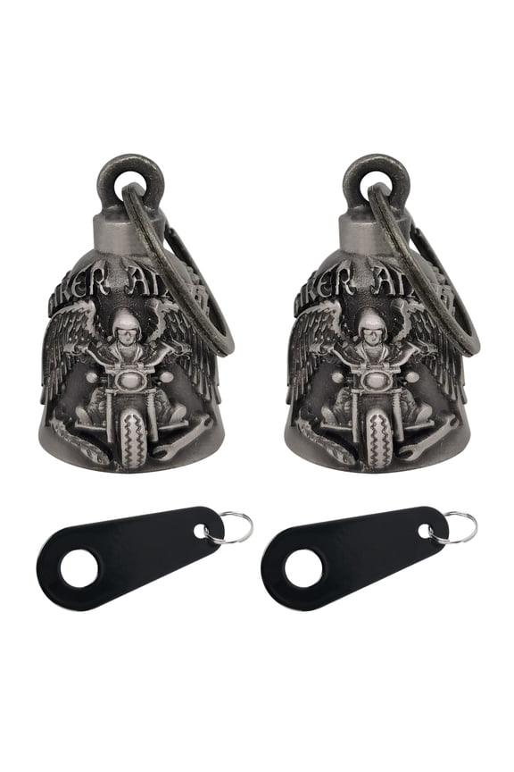 【2Pack】Motorcycle Bells for Biker Good Luck Riding Bells with Hanger Motorcycle Accessory or Keychain for Luck