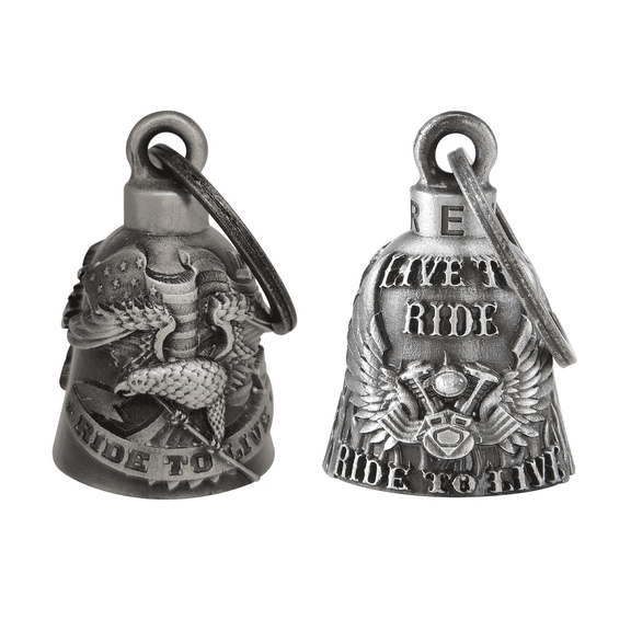 Dream Apparel 【2Pack】Motorcycle Bells for Biker Good Luck Riding Bells with Hanger Motorcycle Accessory or Keychain for Luck