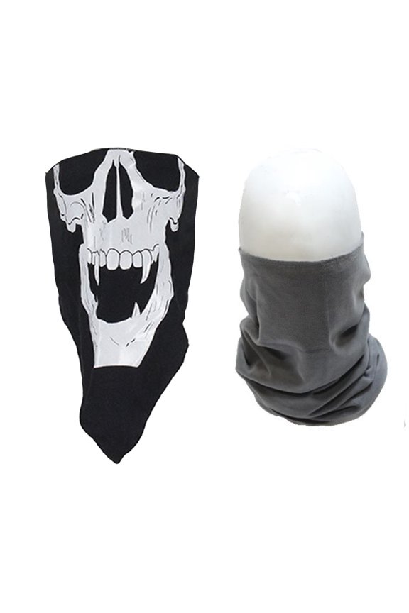 2pcs Skull Face Masks for Motorcycle Neck Warmer Breathable Bandana Face Cover for Sun Dust Protection
