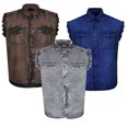 thumbnail image 1 of Dream Apparel 3 Piece Men's Biker Cuttoff Vest Denim/Cotton Shirt with Vintage and Frayed Sleeveless Look 2 Front Pockets, 1 of 6