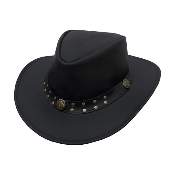 Dream Apparel Black Leather Cowboy Western Hat for Men and Woman Felt Studded Steampunk Hat Halloween Costume 3XL