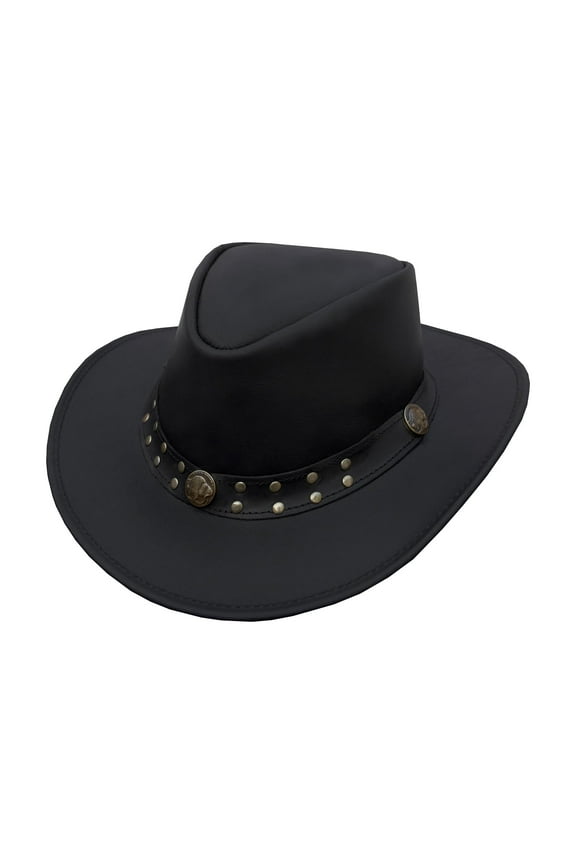 Black Leather Cowboy Western Hat for Men and Woman Felt Studded Steampunk Hat Halloween Costume 3XL