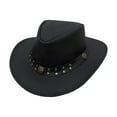 thumbnail image 1 of Dream Apparel Black Leather Cowboy Western Hat for Men and Woman Felt Studded Steampunk Hat Halloween Costume XL, 1 of 8
