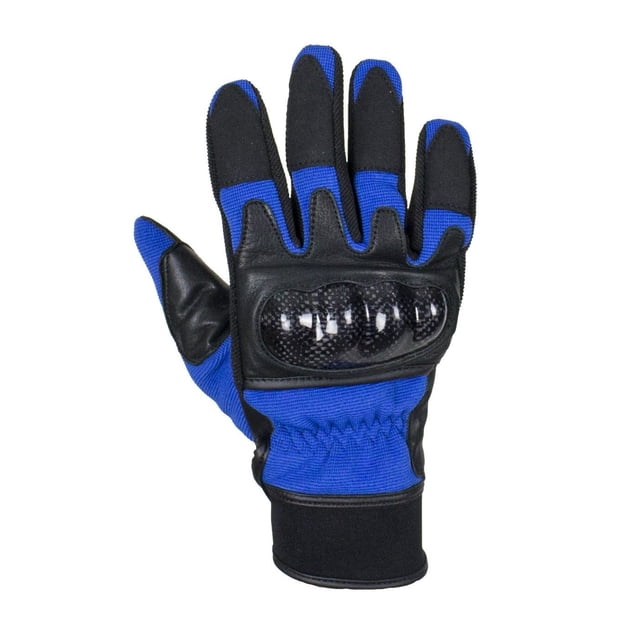 NORMAN Men's Black Cowhide Leather Motorcycle Gloves – Short Summer Racing With Knuckle Protection