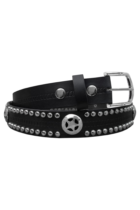 Black Motorcycle Leather Belt With Studs