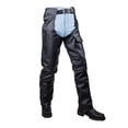 thumbnail image 1 of Dream Apparel Black Motorcycle Leather Chaps for Men Women Riding Black Split Leather Chaps Biker Chap Pants W/ Mesh Lining, 1 of 10