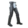 thumbnail image 1 of Dream Apparel Black Motorcycle Leather Chaps for Men Women Riding Black Split Leather Chaps Biker Chap Pants W/ Mesh Lining, 1 of 9