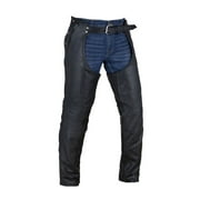 Dream Apparel Black Motorcycle Leather Chaps for Men Women Riding with Zip Out Liner, Cowboy Biker Chap Pants W/Four Pockets