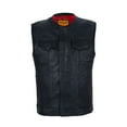 thumbnail image 1 of Dream Apparel Club Vest SOA Men’s Motorcycle Leather Vest with Pockets, Biker Vest Collarless Red Liner, 1 of 5