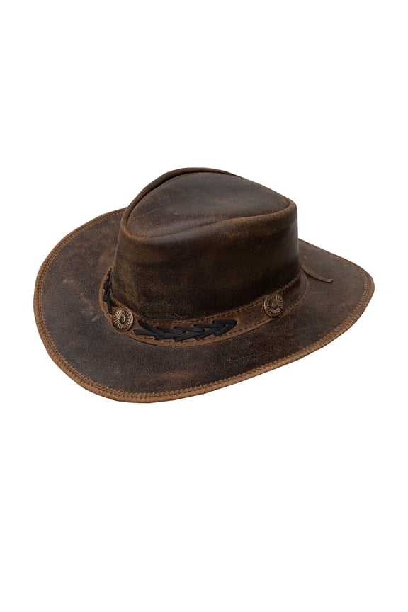Genuine Leather Cowboy Western Hat for Men Woman Studded Steampunk Hat Deadman Top Hat for Halloween Costume S