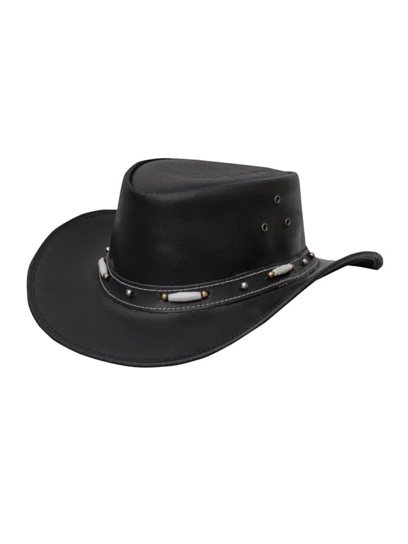 Genuine Leather Top Hat Fashion Gentleman Hat Black Deadman Top Hat for Men Women 2XL