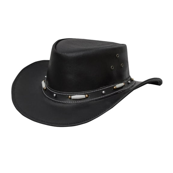 Dream Apparel Genuine Leather Top Hat Fashion Gentleman Hat Black Deadman Top Hat for Men Women L