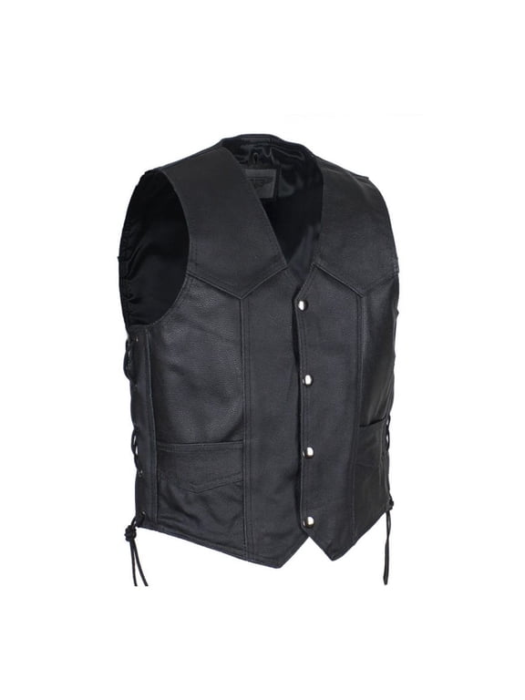 Kids Motorcycle Vest Youth Classic Biker Vest Premium Cowhide Leather children Coats with Multiple Pockets Black