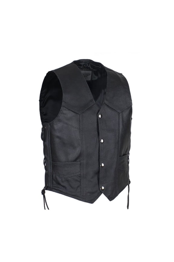 Kids Motorcycle Vest Youth Classic Biker Vest Premium Cowhide Leather children Coats with Multiple Pockets Black